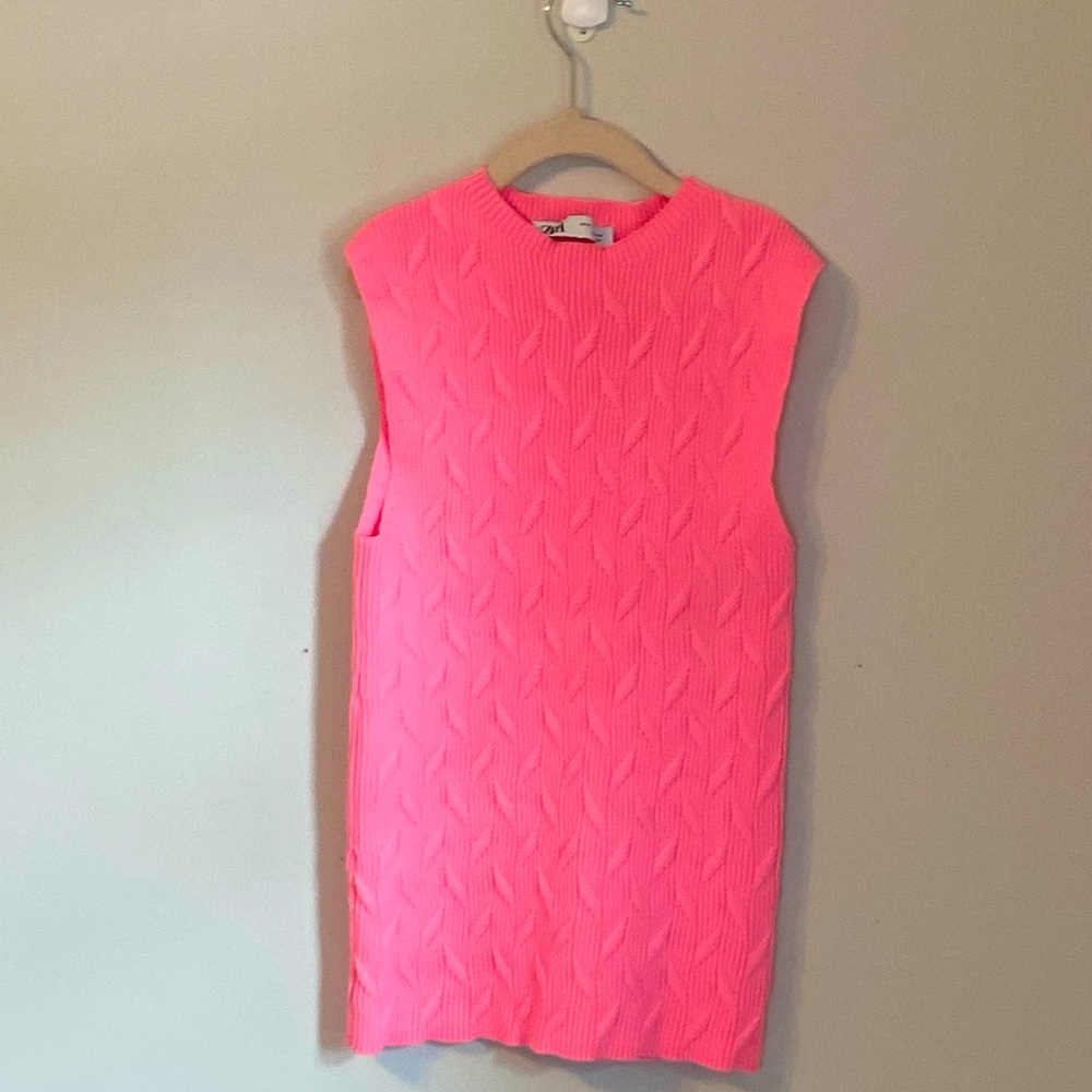 Zara Bright Powder Pink Stretch Cable Knit Tank Top - Sz M